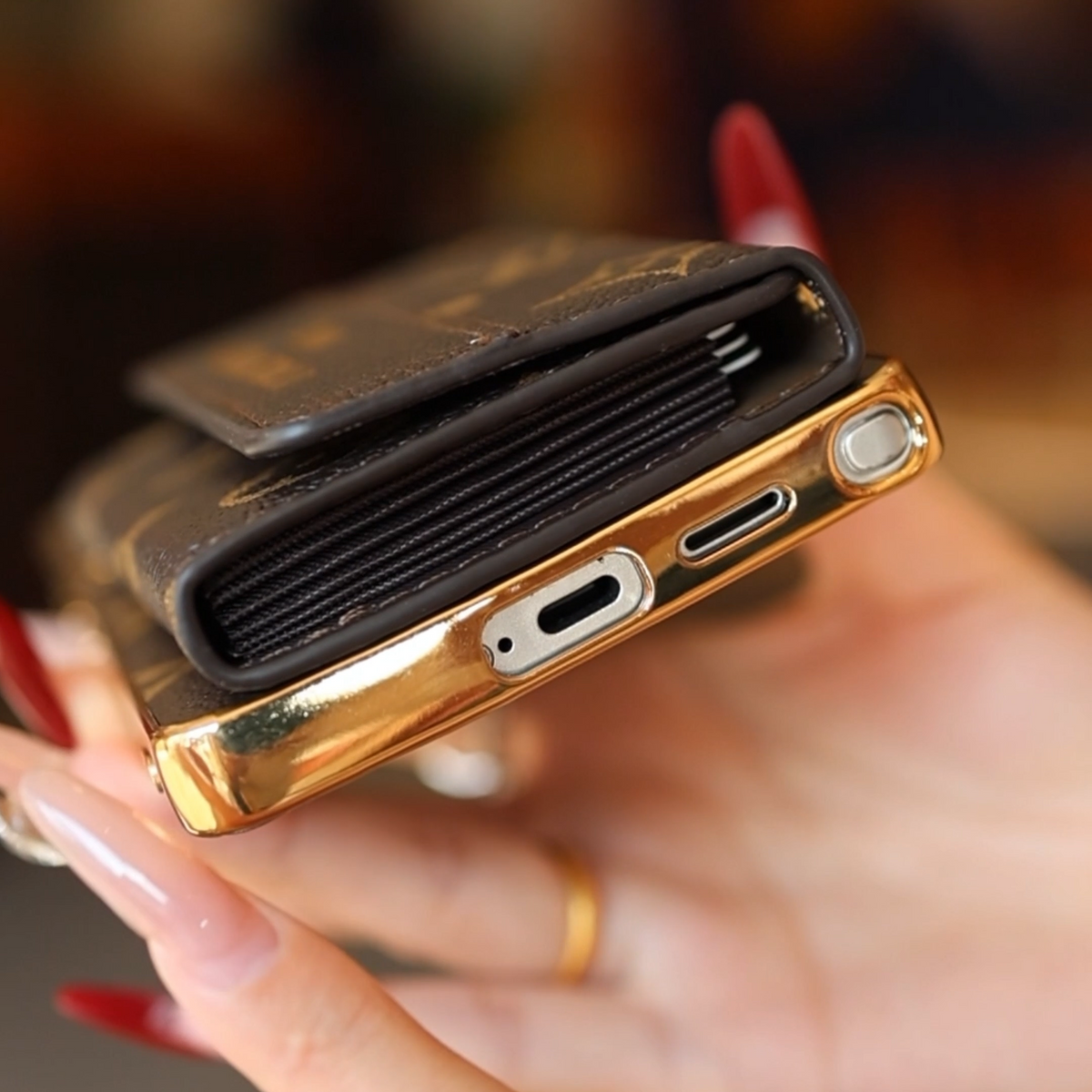 Premium Leather Samsung Case with Card Holder & Wrist Strap mysite