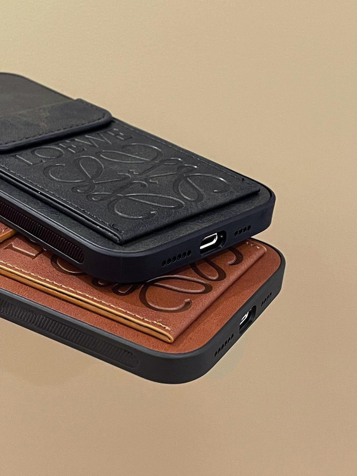 Luxury iPhone Case With Card Holder Black-LZP241448 mysite