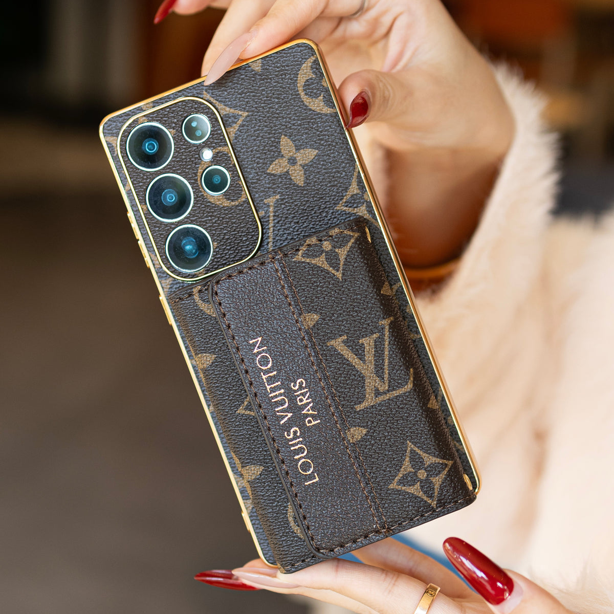 Premium Leather Samsung Case with Card Holder & Wrist Strap mysite