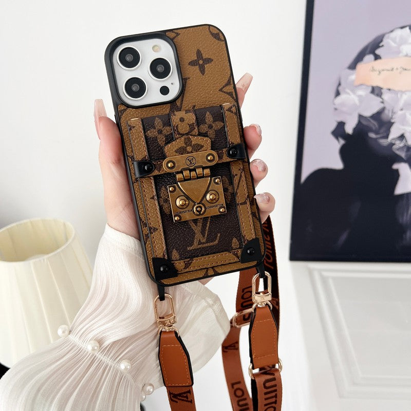Luxury Brown Crossbody Chain iPhone Case mysite