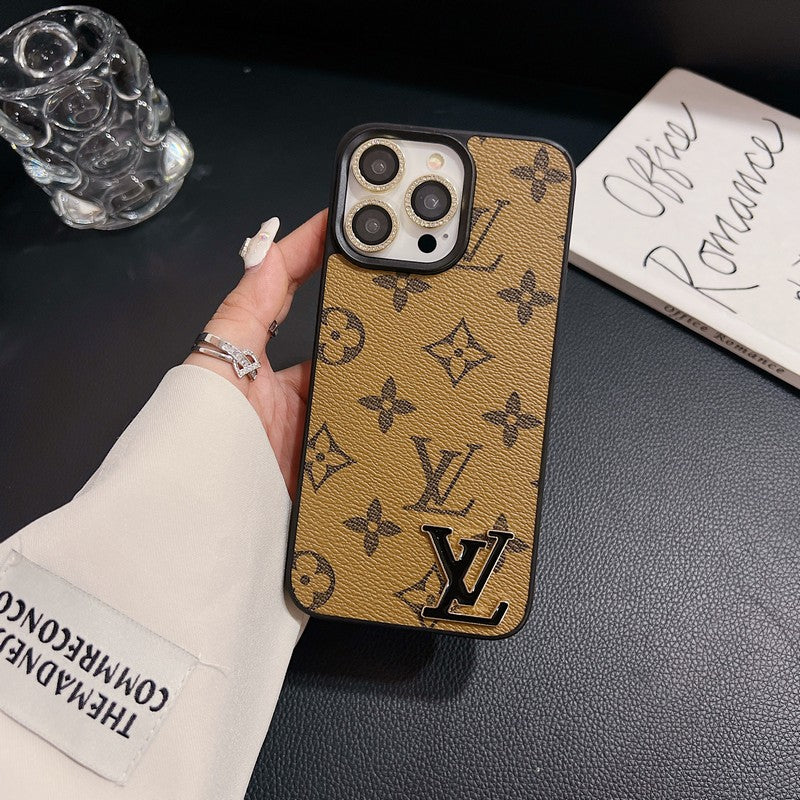 Luxury Black Logo Leather iPhone Case mysite