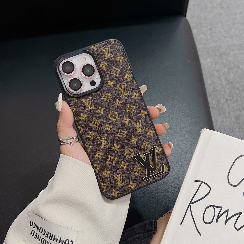 Luxury Black Logo Leather iPhone Case mysite