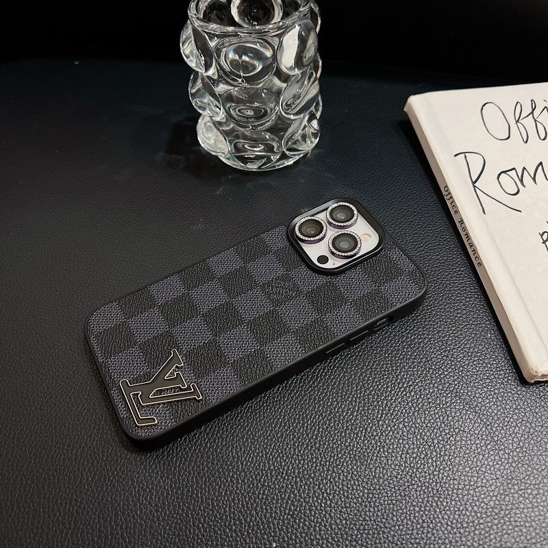 Luxury Black Logo Leather iPhone Case mysite