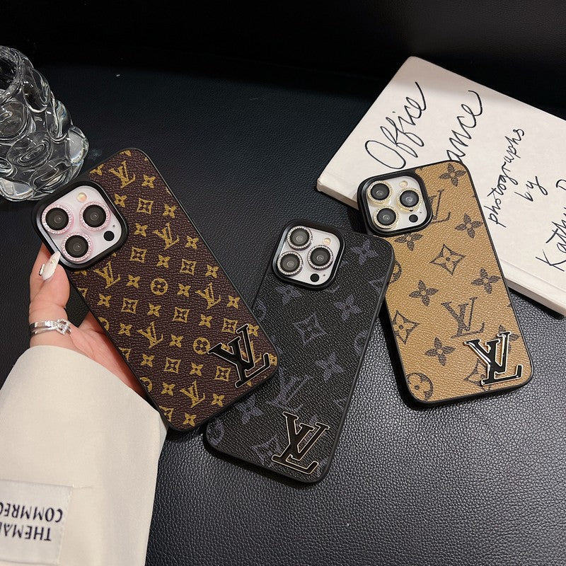 Luxury Black Logo Leather iPhone Case mysite