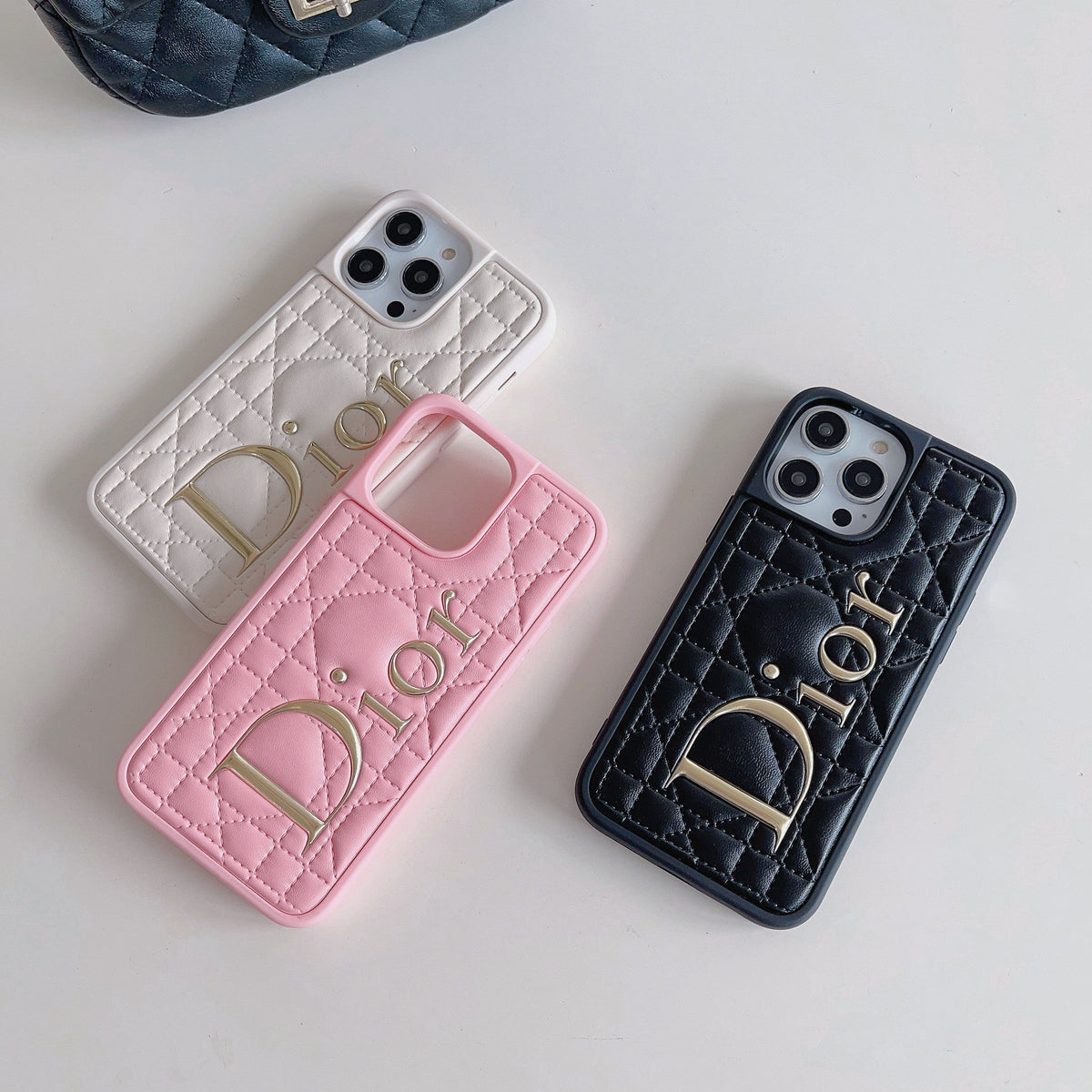 Fashion Gold Logo Leather iPhone Case mysite