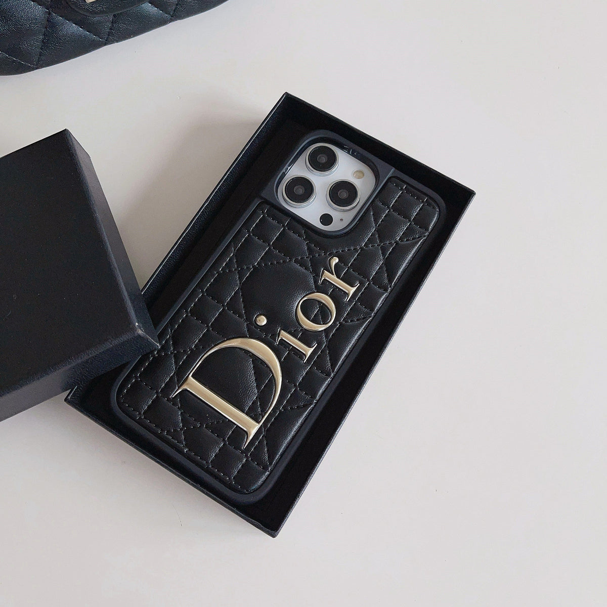Fashion Gold Logo Leather iPhone Case mysite