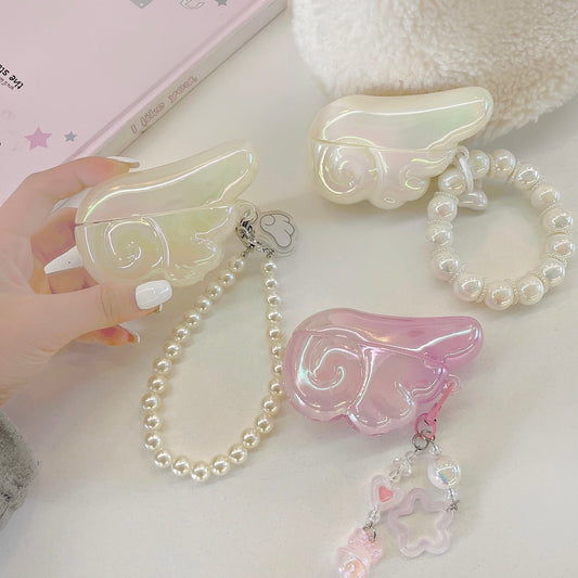 Angel Wing AirPods Case with Pearl & Beaded Charm mysite