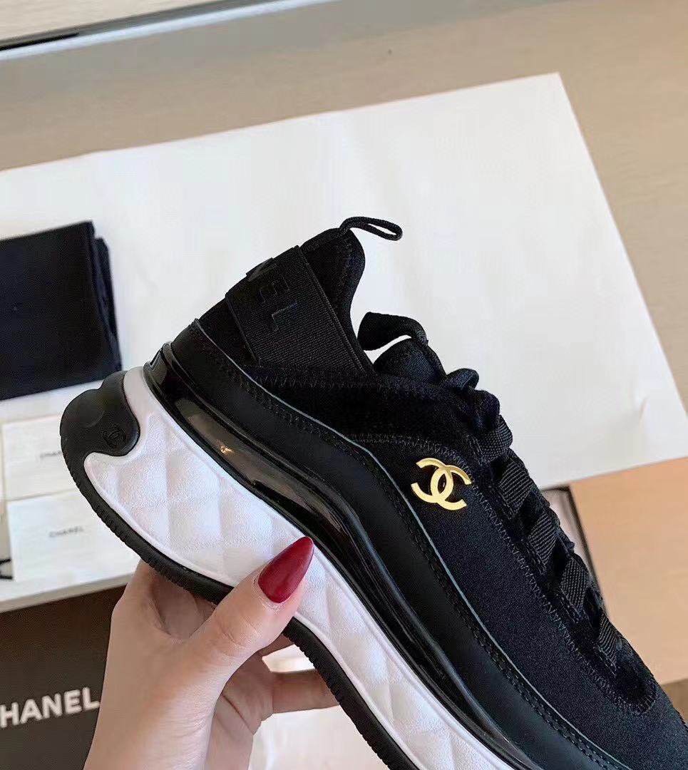 CC Bubble Quilted Trainer Sneaker Black White