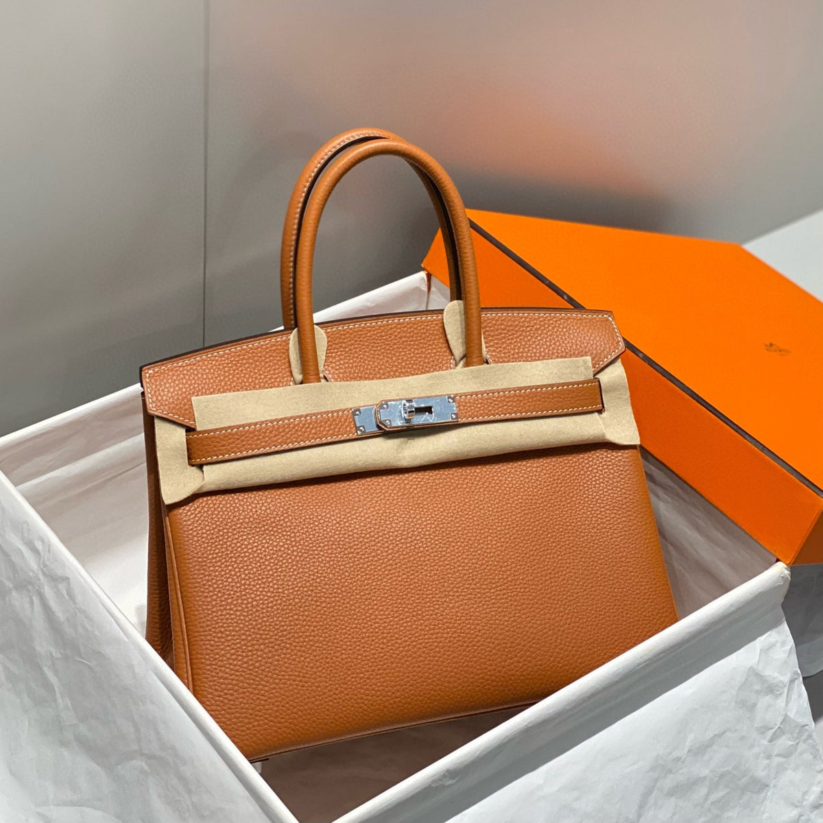 HM BIRKIN 30CM BROWN TOGO LEATHER SILVER HARDWARE