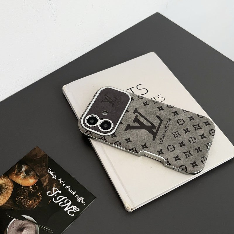 Luxury Brown & Black Color Leather iPhone Case mysite