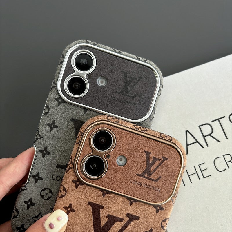 Luxury Brown & Black Color Leather iPhone Case mysite
