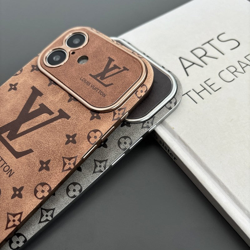 Luxury Brown & Black Color Leather iPhone Case mysite