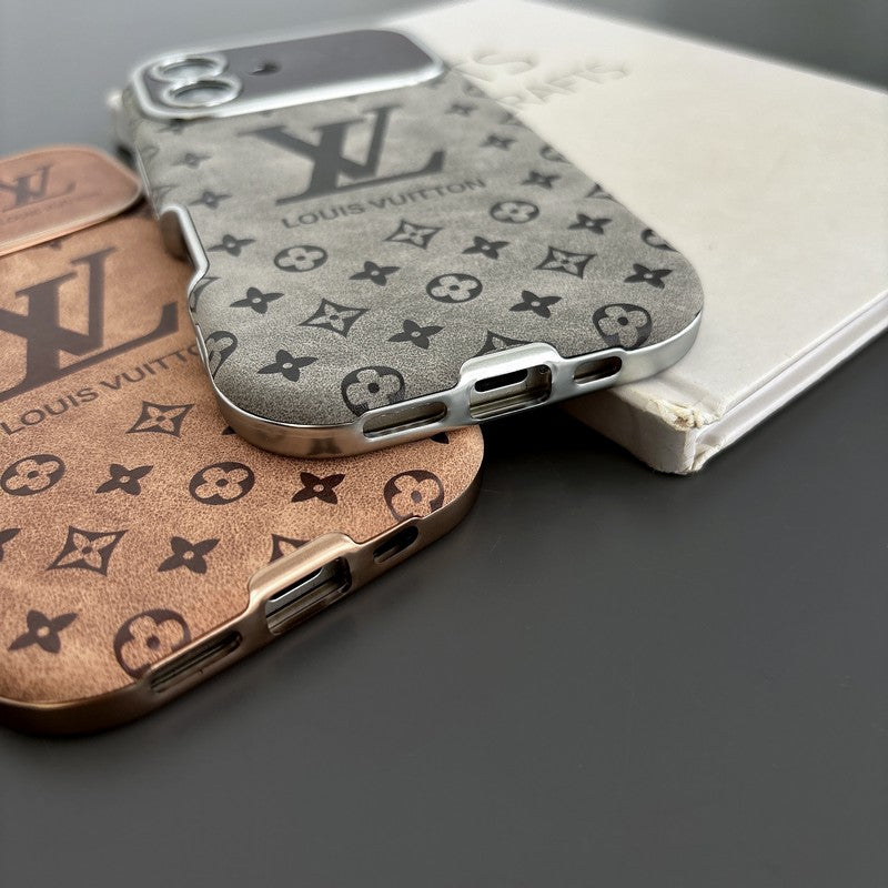 Luxury Brown & Black Color Leather iPhone Case mysite