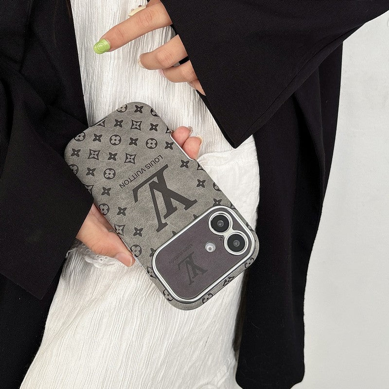 Luxury Brown & Black Color Leather iPhone Case mysite