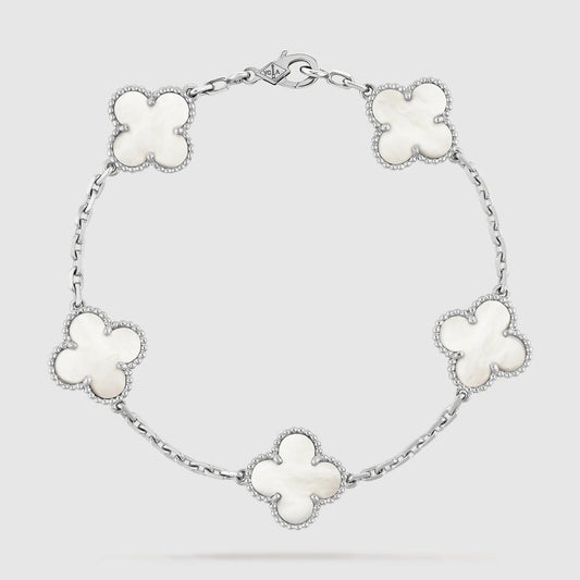 CLOVER SILVER MOP 5 MOTIF BRACELET