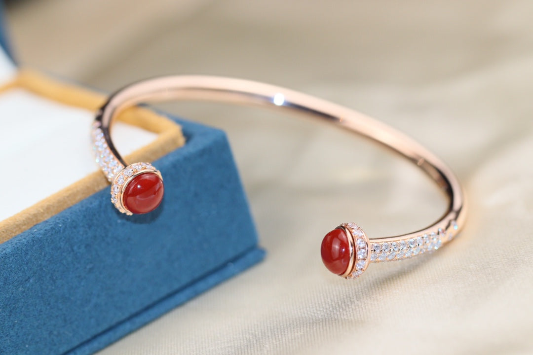 POSSESSION PINK GOLD CARNELIAN DIAMOND OPEN BRACELET