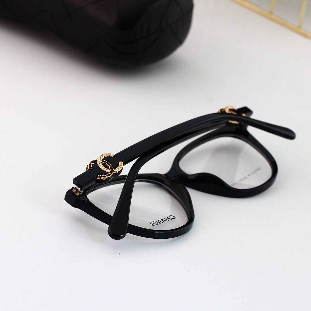 Cat-Eye Diamond Metal Logo Glasses-s-ss