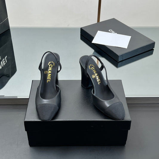 CC HIGH SLINGBACK 25S 90 MM IN BLACK FABRIC MIX LAMBSKIN