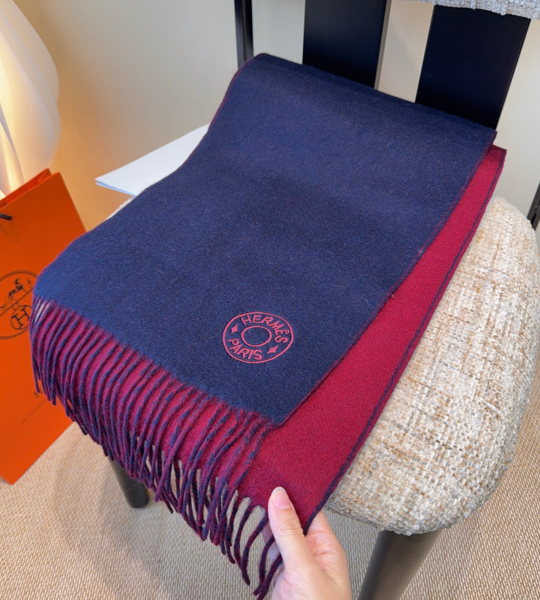HERMES 26S SCARF 190 IN CASHMERE WOOL BLEND 492190