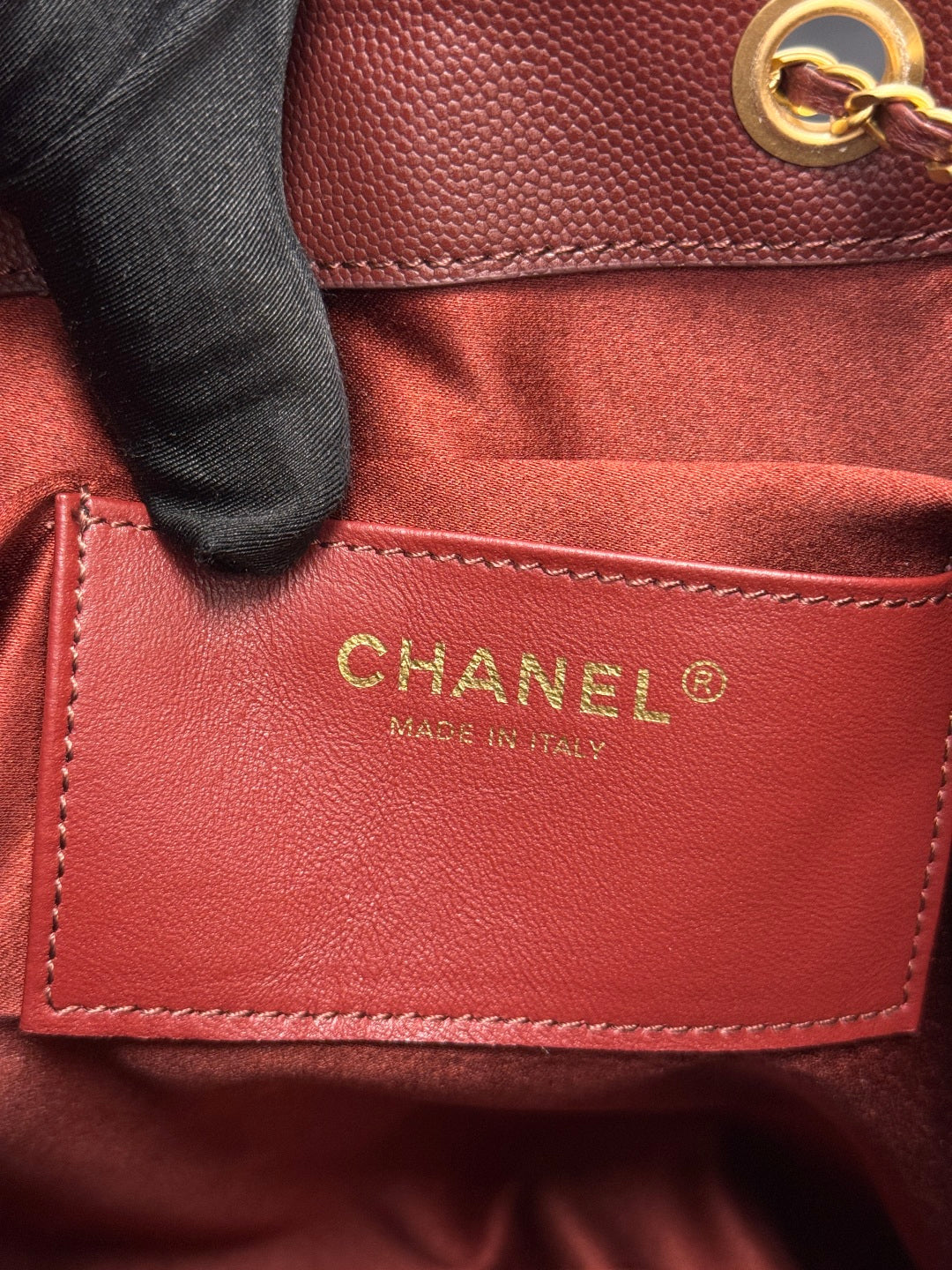 CHANEL 25S HOBO BAG 40 IN DARK RED CAVIAR WITH GOLD HARDWARE