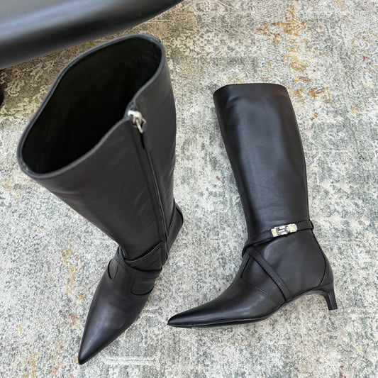HM 26S KNEE-HIGH BOOTS 35 MM IN BLACK CALFSKIN