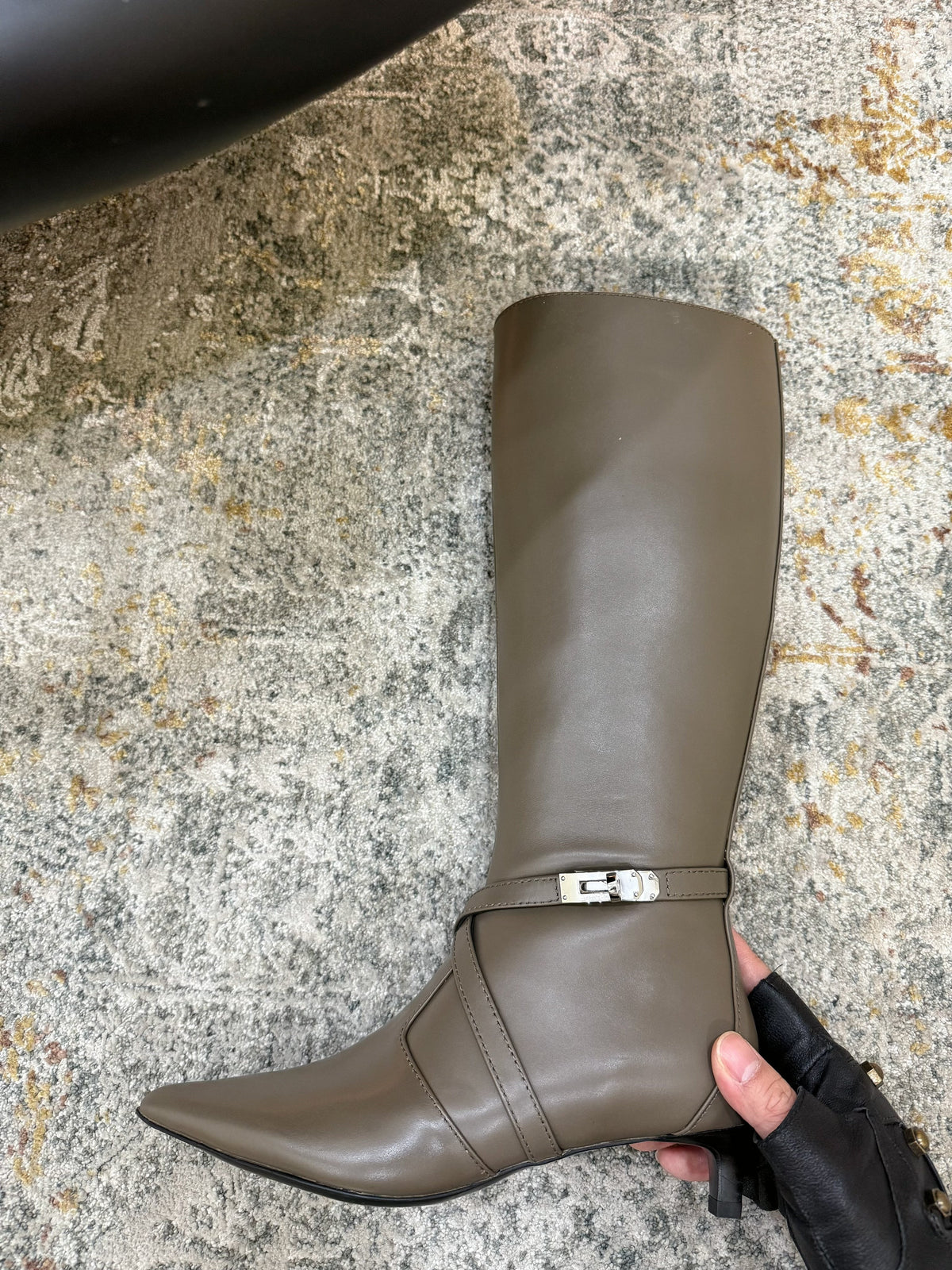 HM 26S KNEE-HIGH BOOTS 35 MM IN KHAKI GREY CALFSKIN