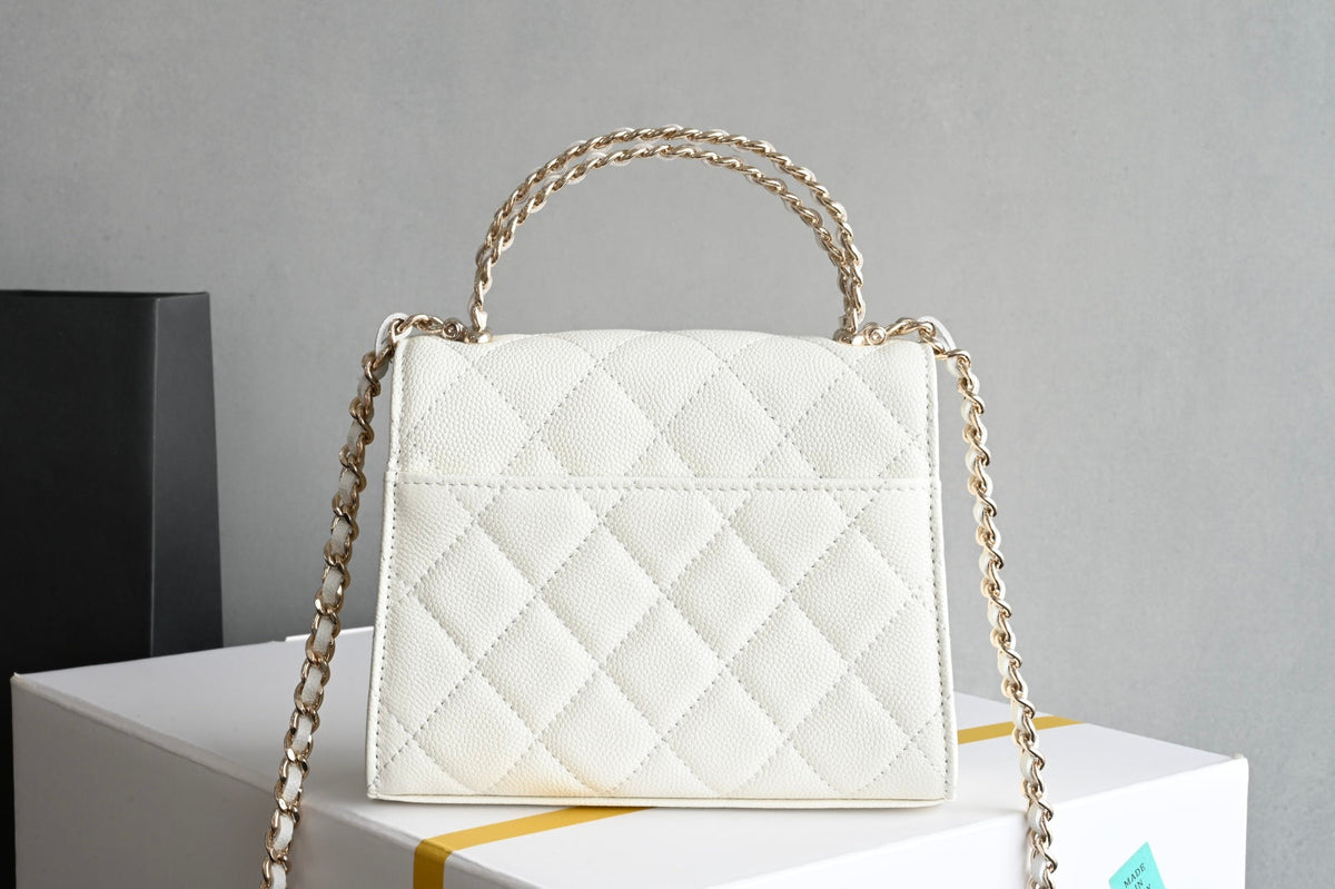 CHANEL 25S KELLY 14.5 CM IN WHITE LAMBSKIN