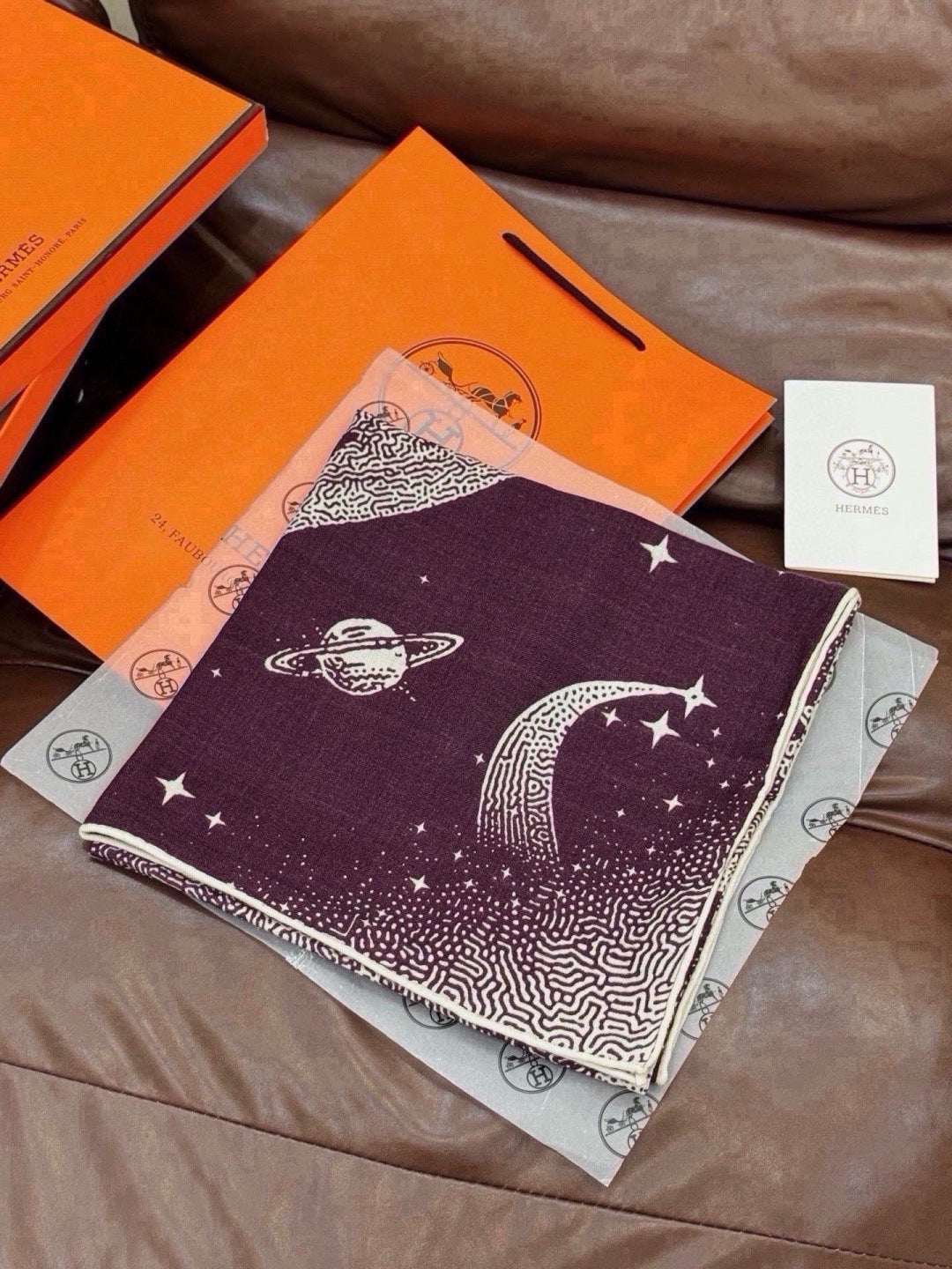HERMES 26S SCARF 140 IN SILK AND CASHMERE 492593