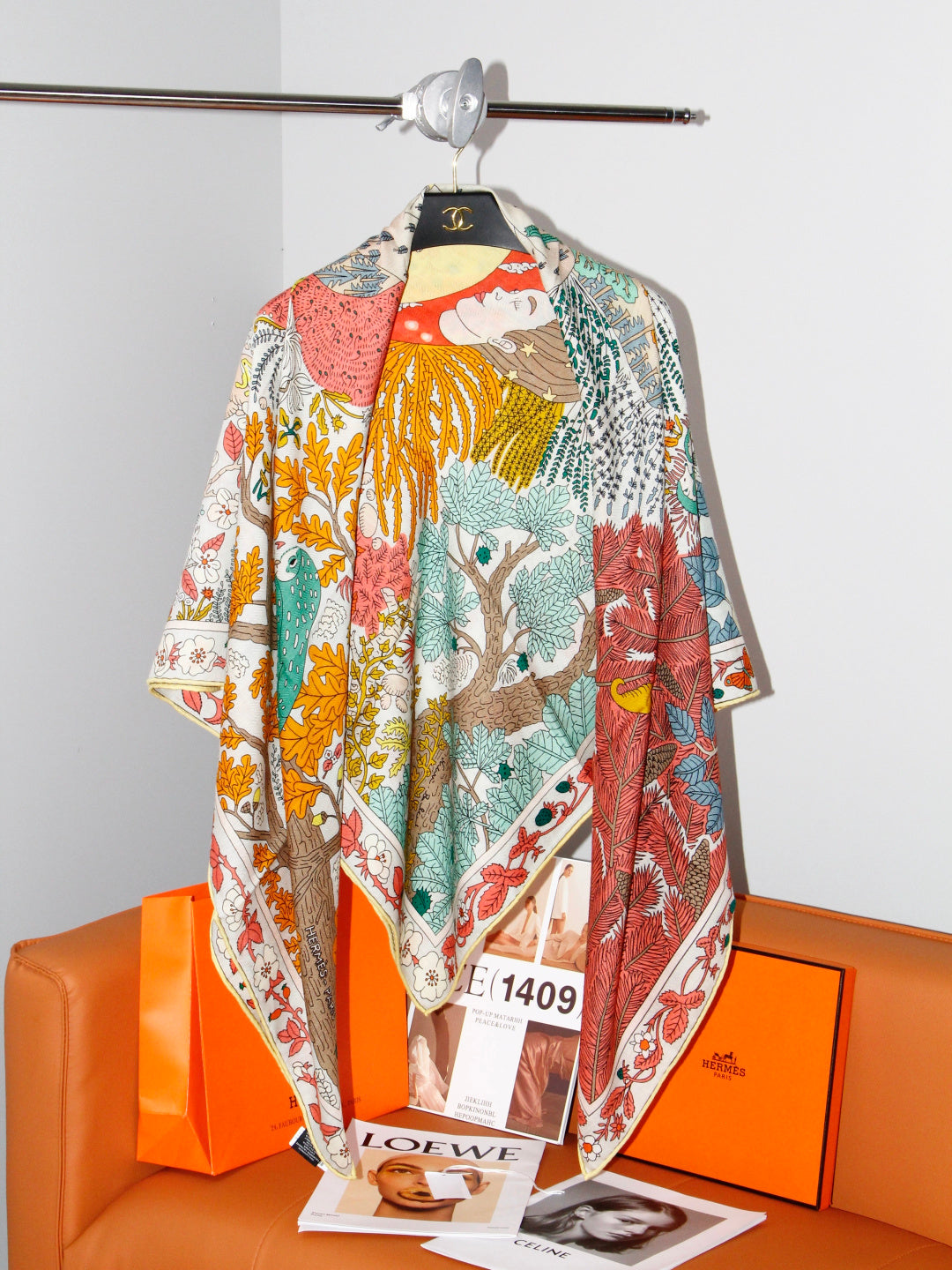 HERMES 26S SCARF 135 IN SILK AND CASHMERE 492455