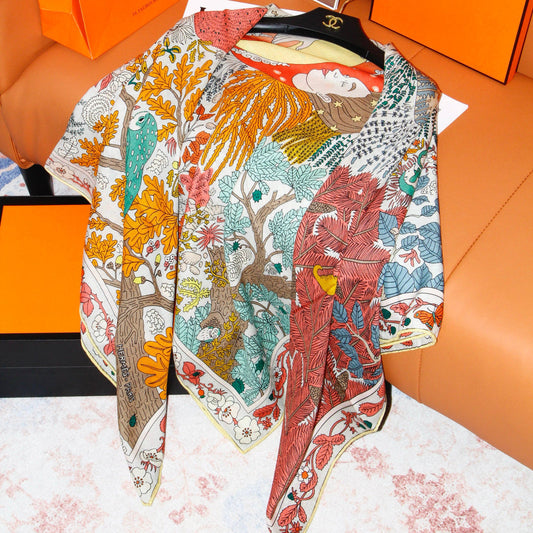 HERMES 26S SCARF 135 IN SILK AND CASHMERE 492455