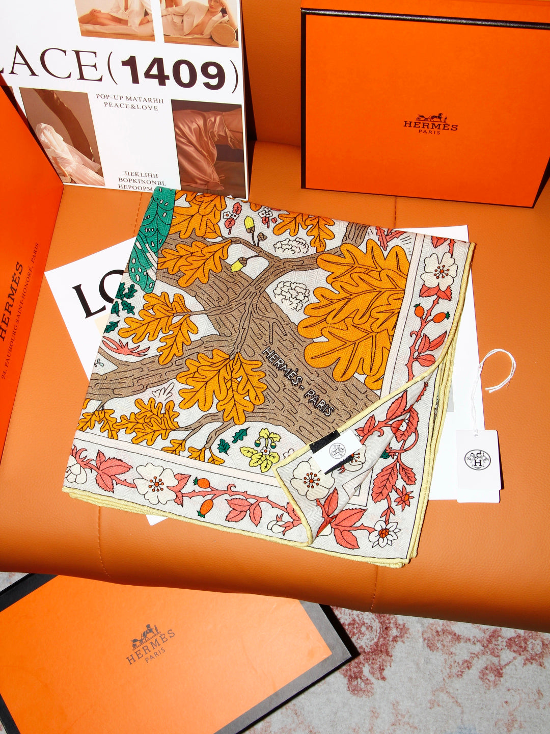 HERMES 26S SCARF 135 IN SILK AND CASHMERE 492455