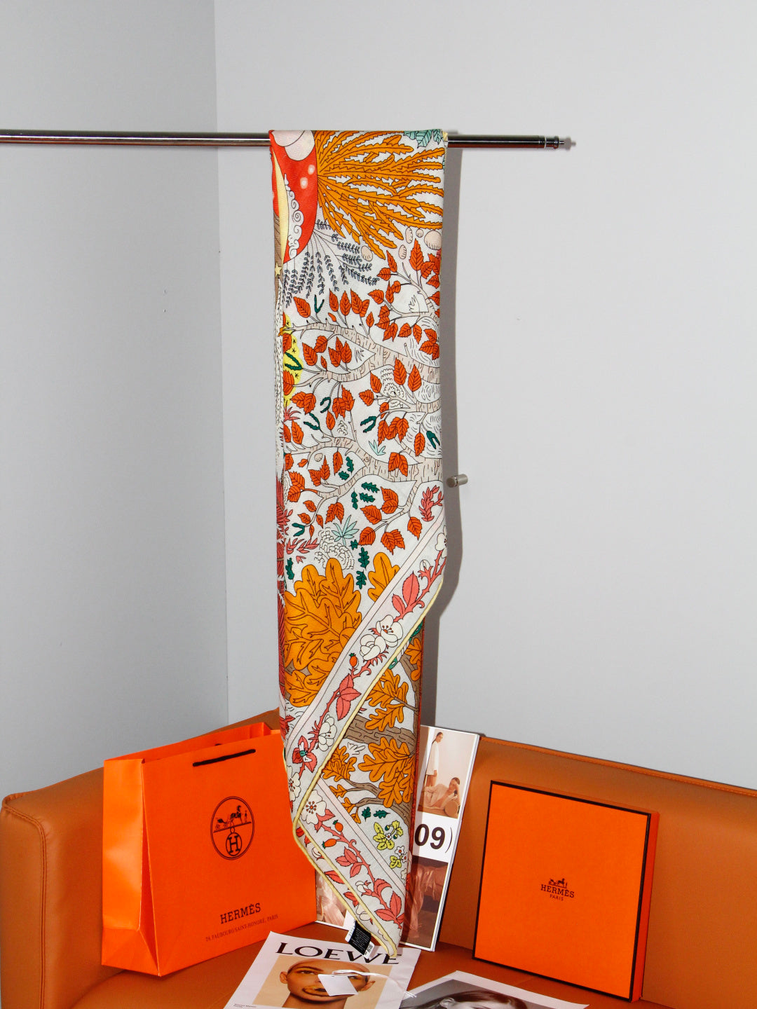 HERMES 26S SCARF 135 IN SILK AND CASHMERE 492455
