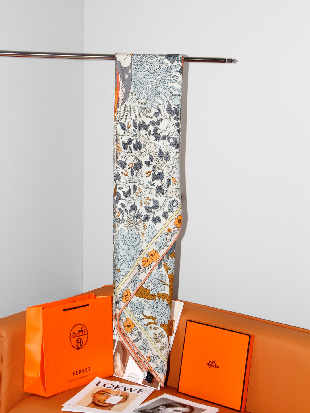 HERMES 26S SCARF 135 IN SILK AND CASHMERE 492456