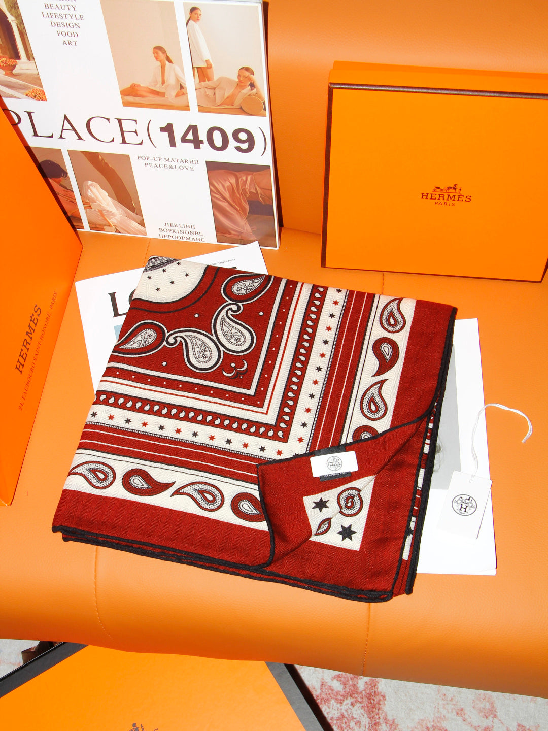 HERMES 26S SCARF 140 IN SILK AND CASHMERE 498483
