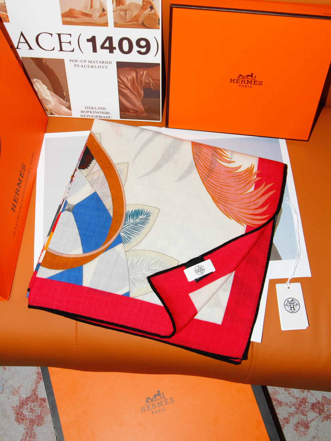 HERMES 26S SCARF 140 IN SILK AND CASHMERE 498507
