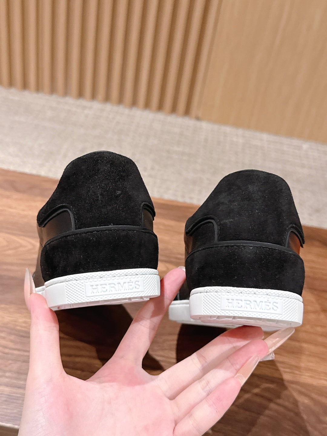HM 26S GET SNEAKERS IN BLACK CALFSKIN AND SUEDE