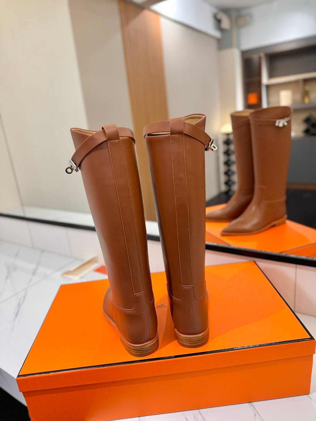 HM 26S JUMPING BOOTS IN COGNAC BROWN CALFSKIN