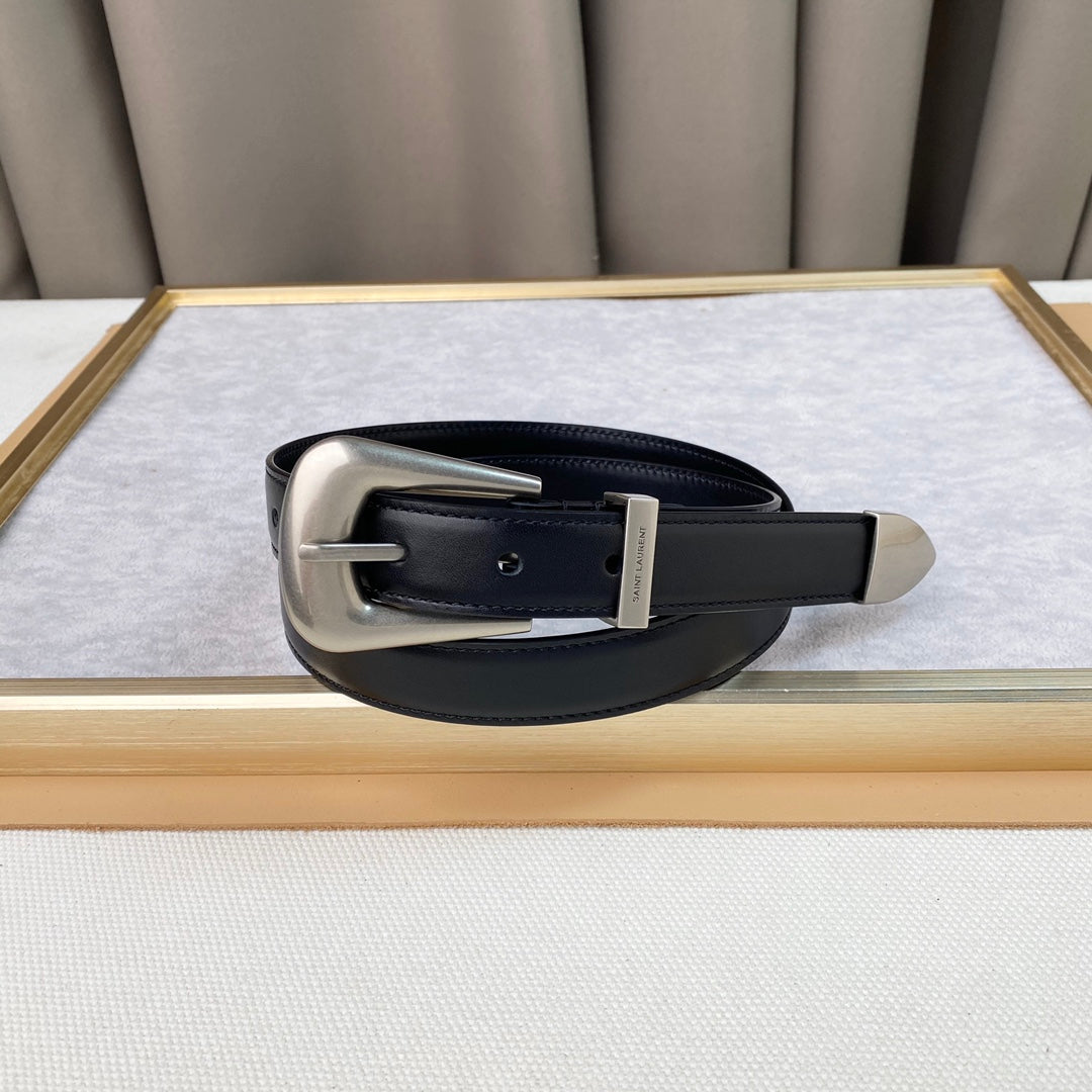 YSL 25S BELT 25 MM IN BLACK CALFSKIN 567660 mysite