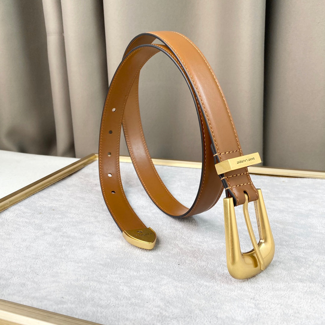YSL 25S BELT 25 MM IN BROWN CALFSKIN 567656 mysite