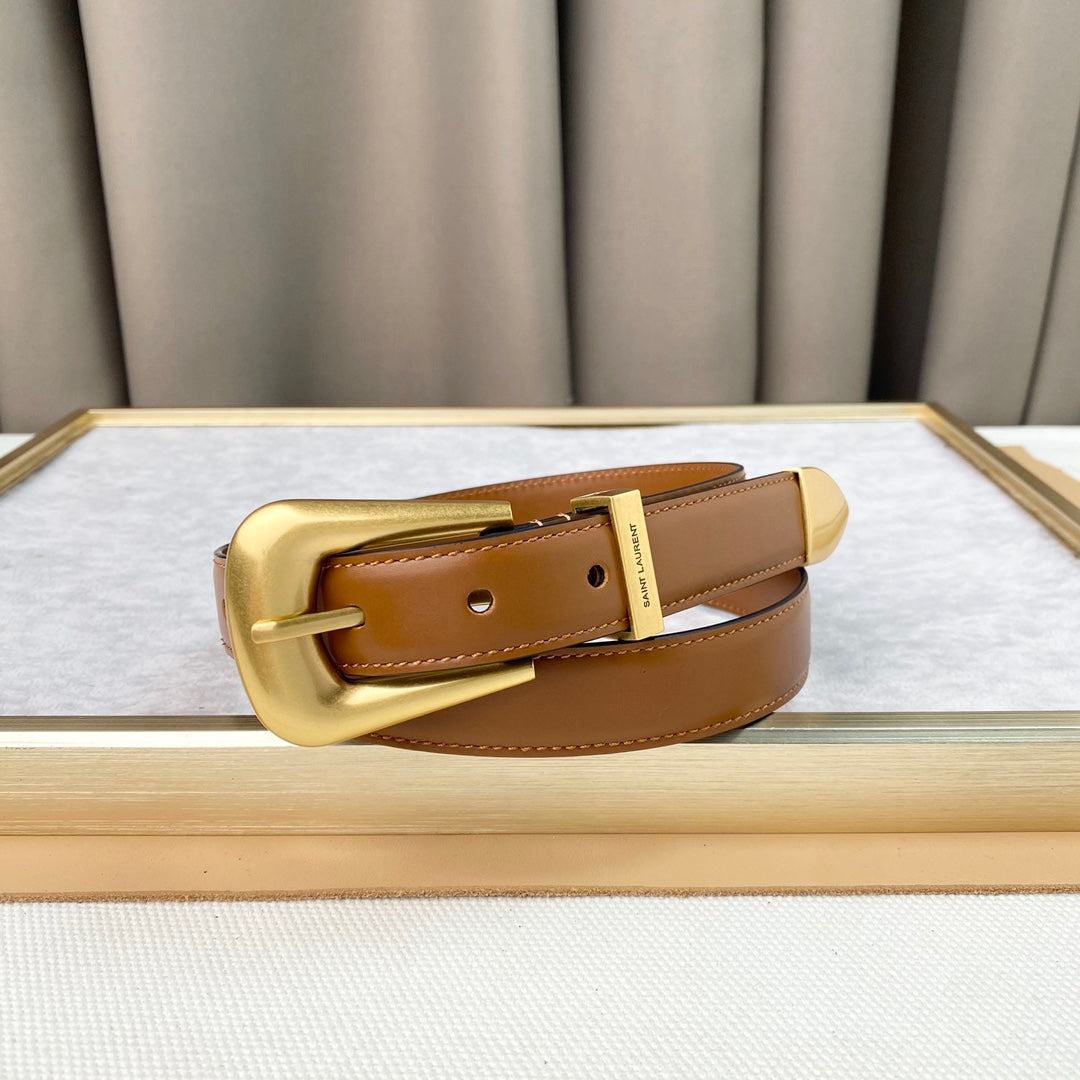 YSL 25S BELT 25 MM IN BROWN CALFSKIN 567656 mysite