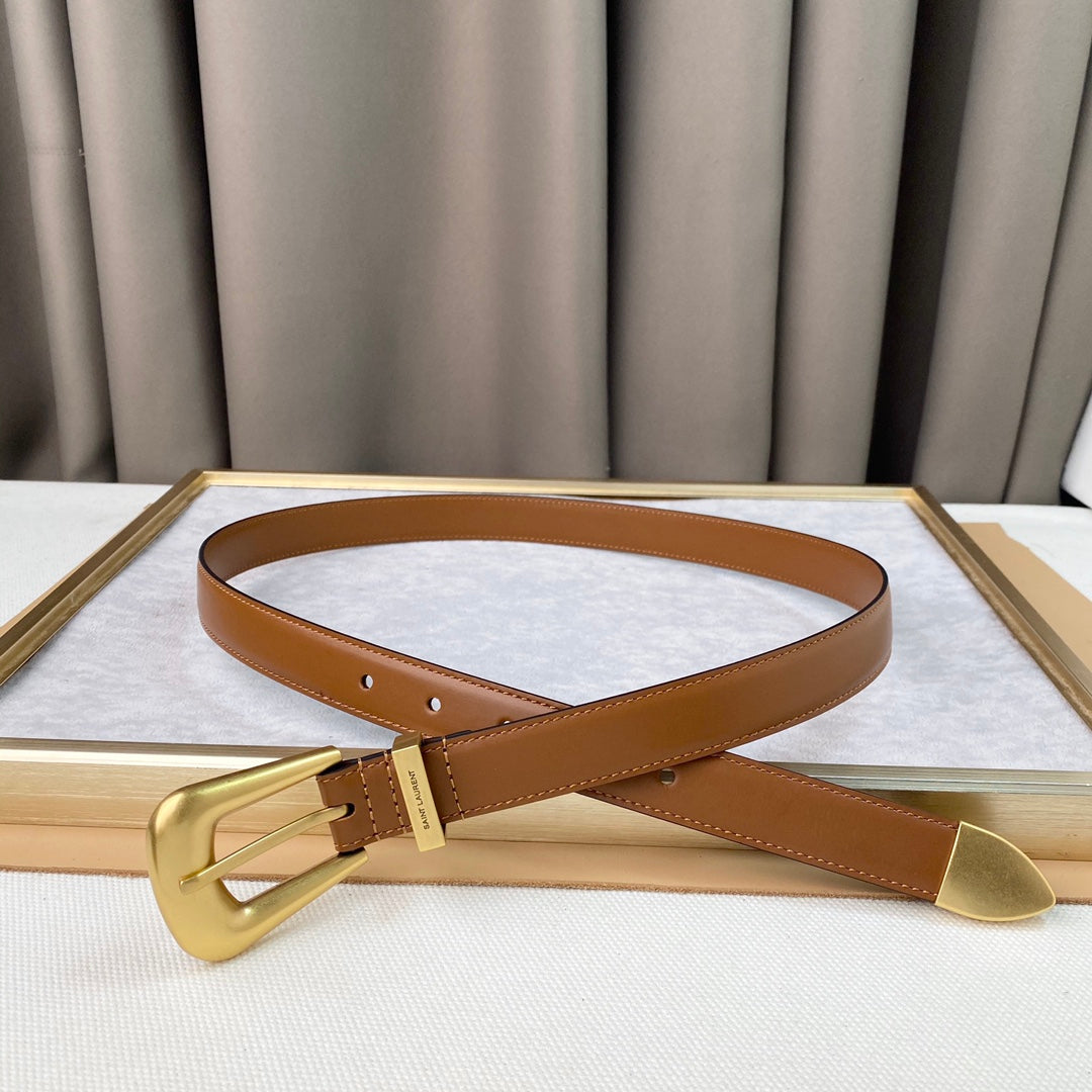 YSL 25S BELT 25 MM IN BROWN CALFSKIN 567656 mysite