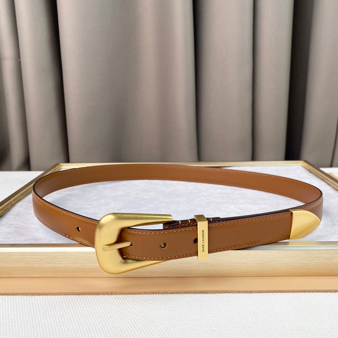 YSL 25S BELT 25 MM IN BROWN CALFSKIN 567656 mysite