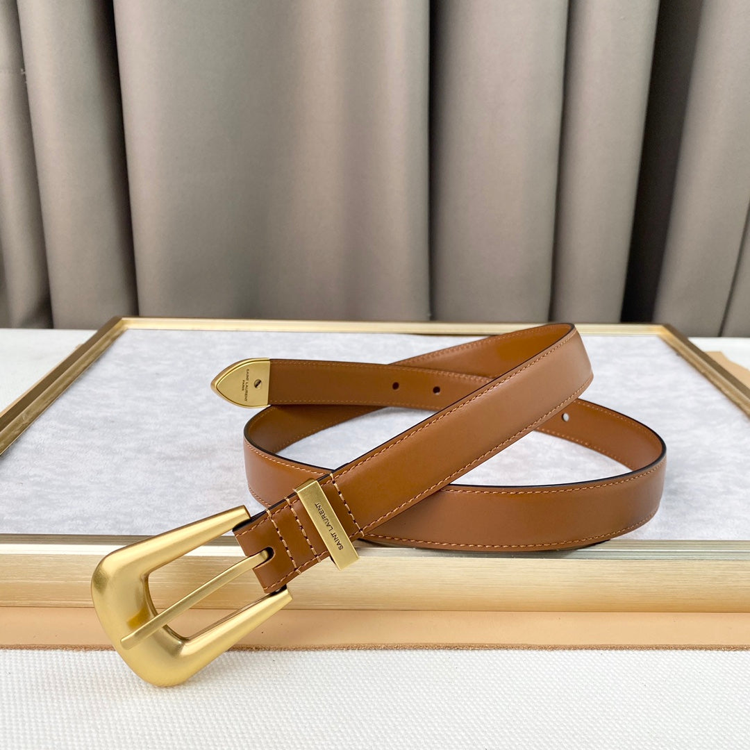 YSL 25S BELT 25 MM IN BROWN CALFSKIN 567656 mysite