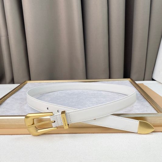 YSL 25S BELT 25 MM IN WHITE CALFSKIN 567658 mysite