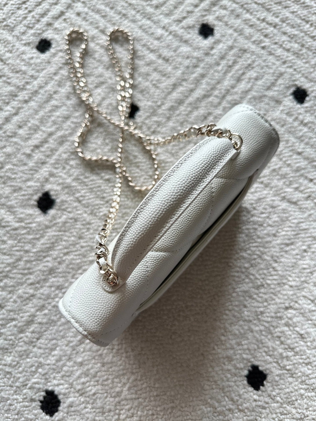 CHANEL 25S MINI FLAP BAG 19 IN WHITE CAVIAR LEATHER