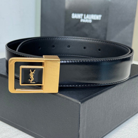 SL 25MM BELT IN BLACK CALFSKIN GOLD HARDWARE 456477 mysite