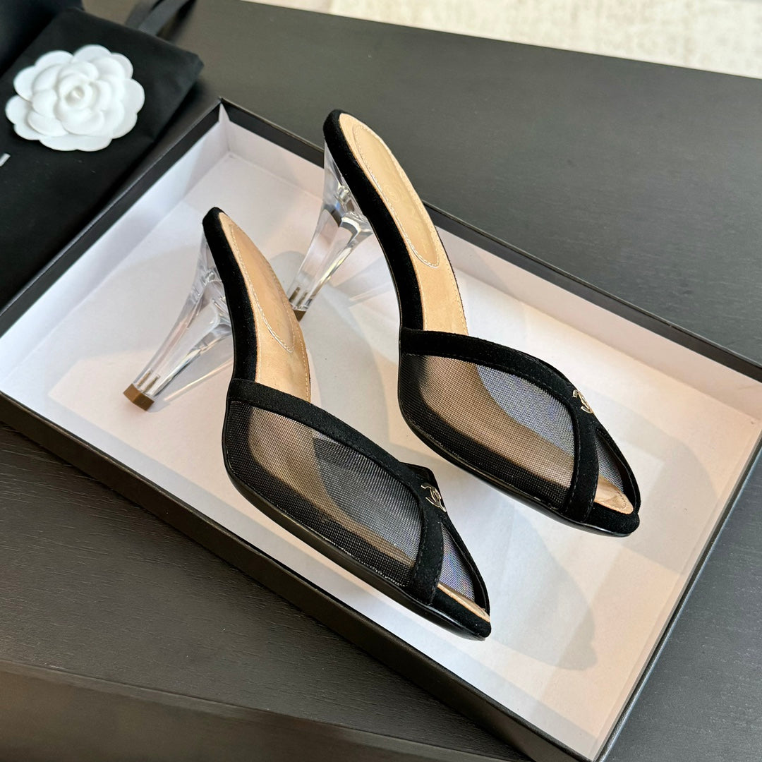 Double C High Heel Black Lambskin