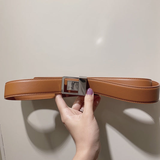 YSL 25S BELT 30 MM IN BROWN CALFSKIN 520625 mysite