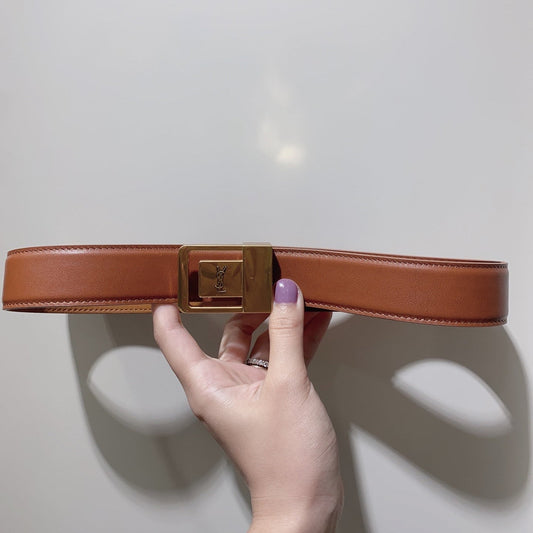 YSL 25S BELT 30 MM IN BROWN CALFSKIN 520627 mysite