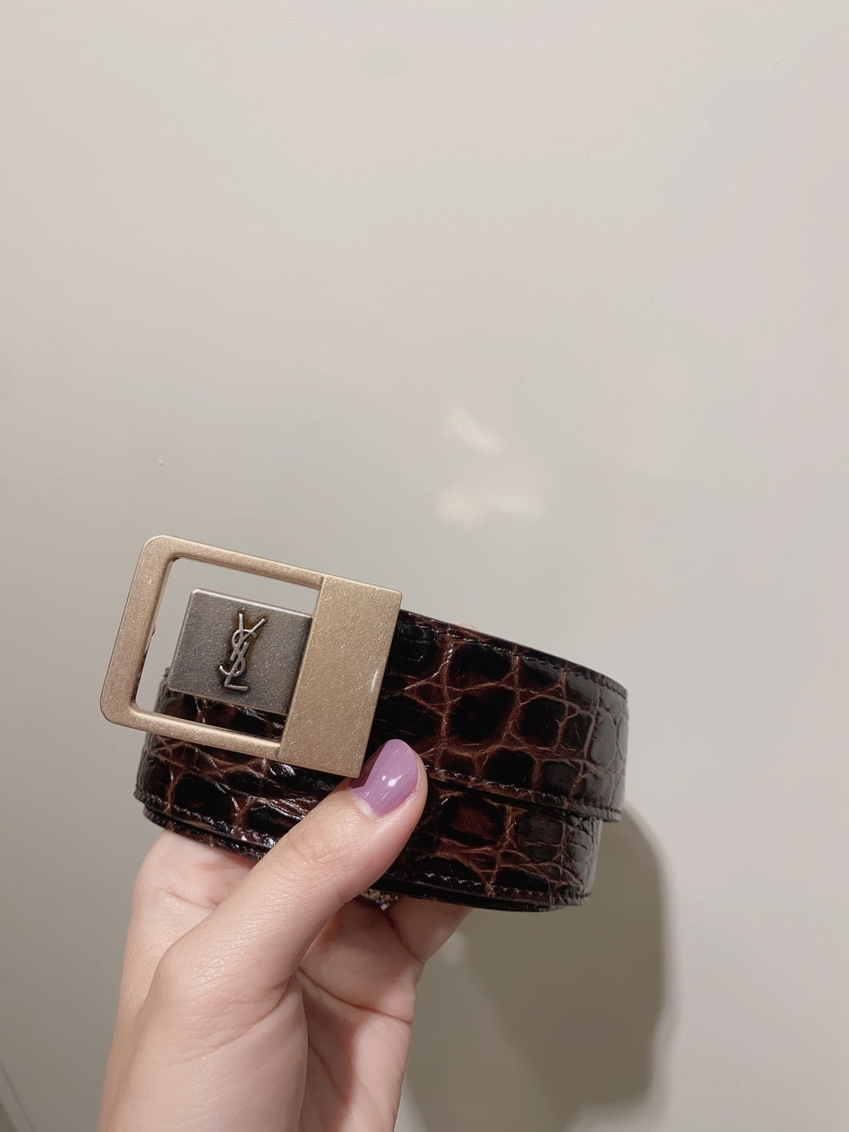 YSL 25S BELT 30 MM IN DARK BROWN EMBOSSED CALFSKIN 520631 mysite